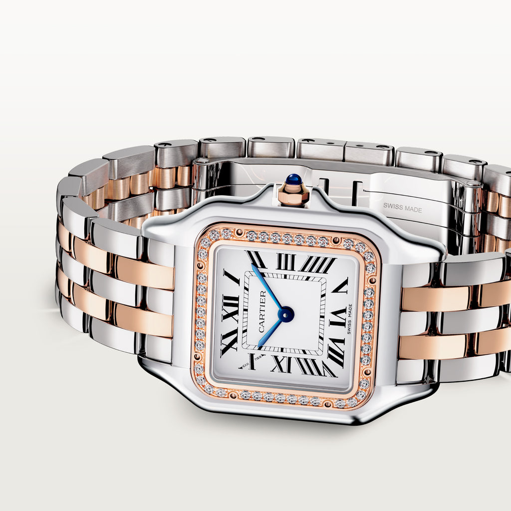 Cartier panthère or rose, acier, diamants