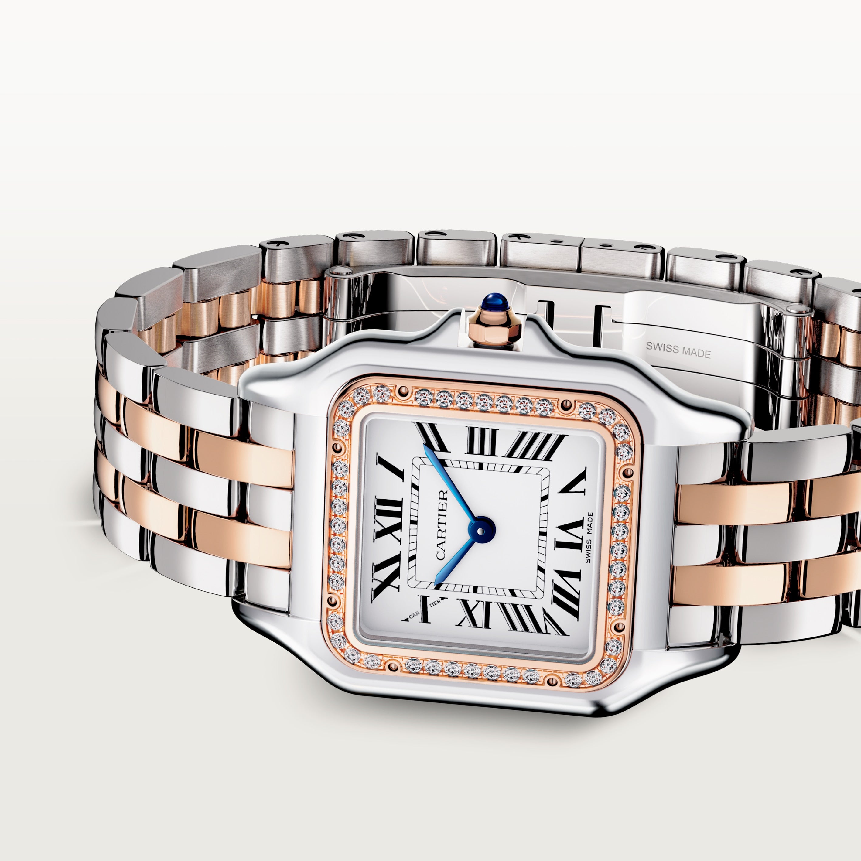 Cartier panthère or rose, acier, diamants