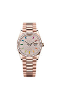 Rolex Day-Date 36 ainbow Diamond Pave Dial Rose Gold Diamond Bezel