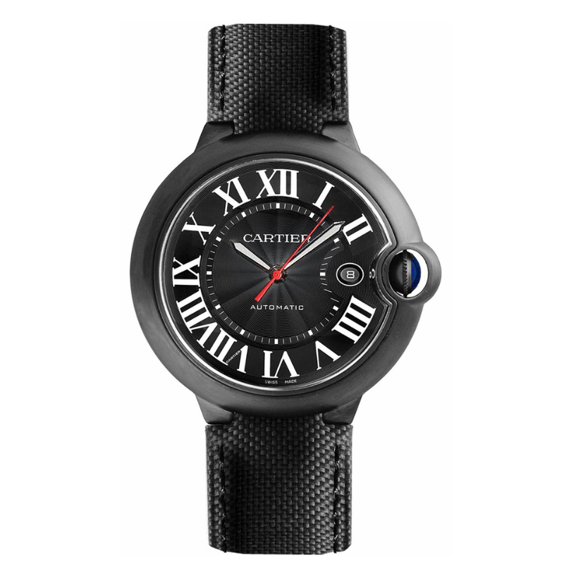 Cartier Ballon Bleu Carbon Black Dial Mens Watch WSBB0015 Box Card