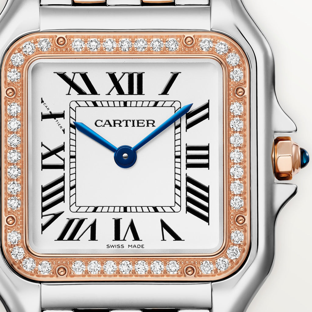 Cartier panthère or rose, acier, diamants