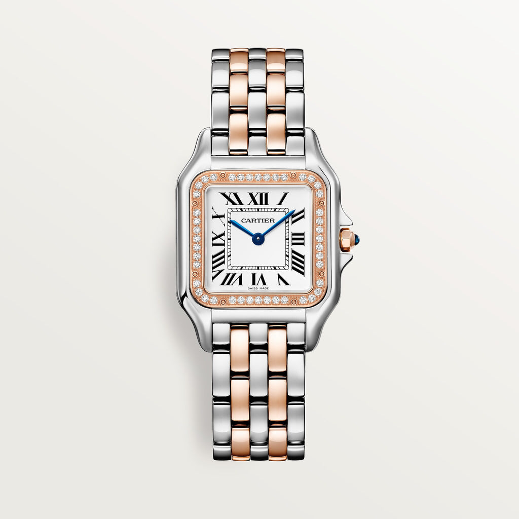 Cartier panthère or rose, acier, diamants