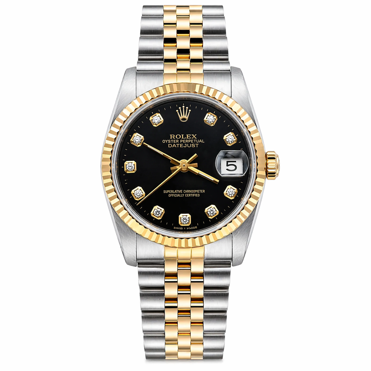 Rolex Datejust Two-Tone Jubilee Black Diamond Dial