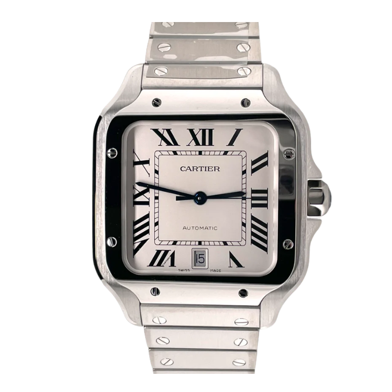 Cartier Santos WSSA0018 LARGE Size White Dial Stainless Steel UNWORN