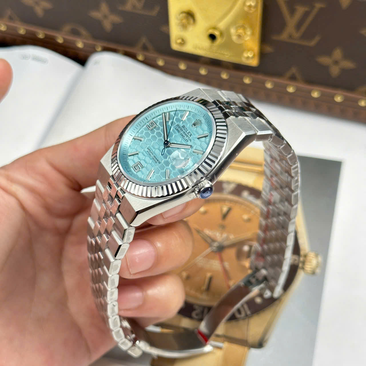 Rolex Land-Dweller Ice Blue Honeycomb
