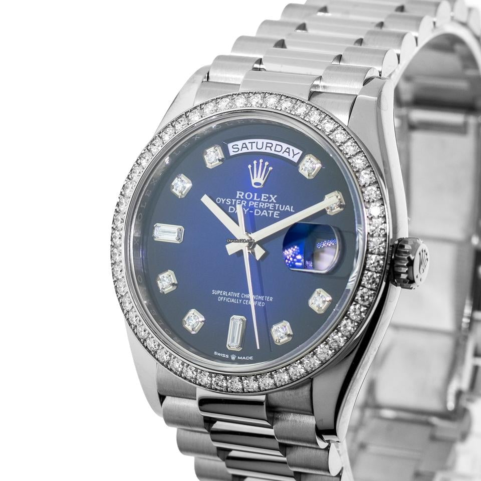 Rolex Day-Date 40 Platinum - Baguette / Blue Ombré