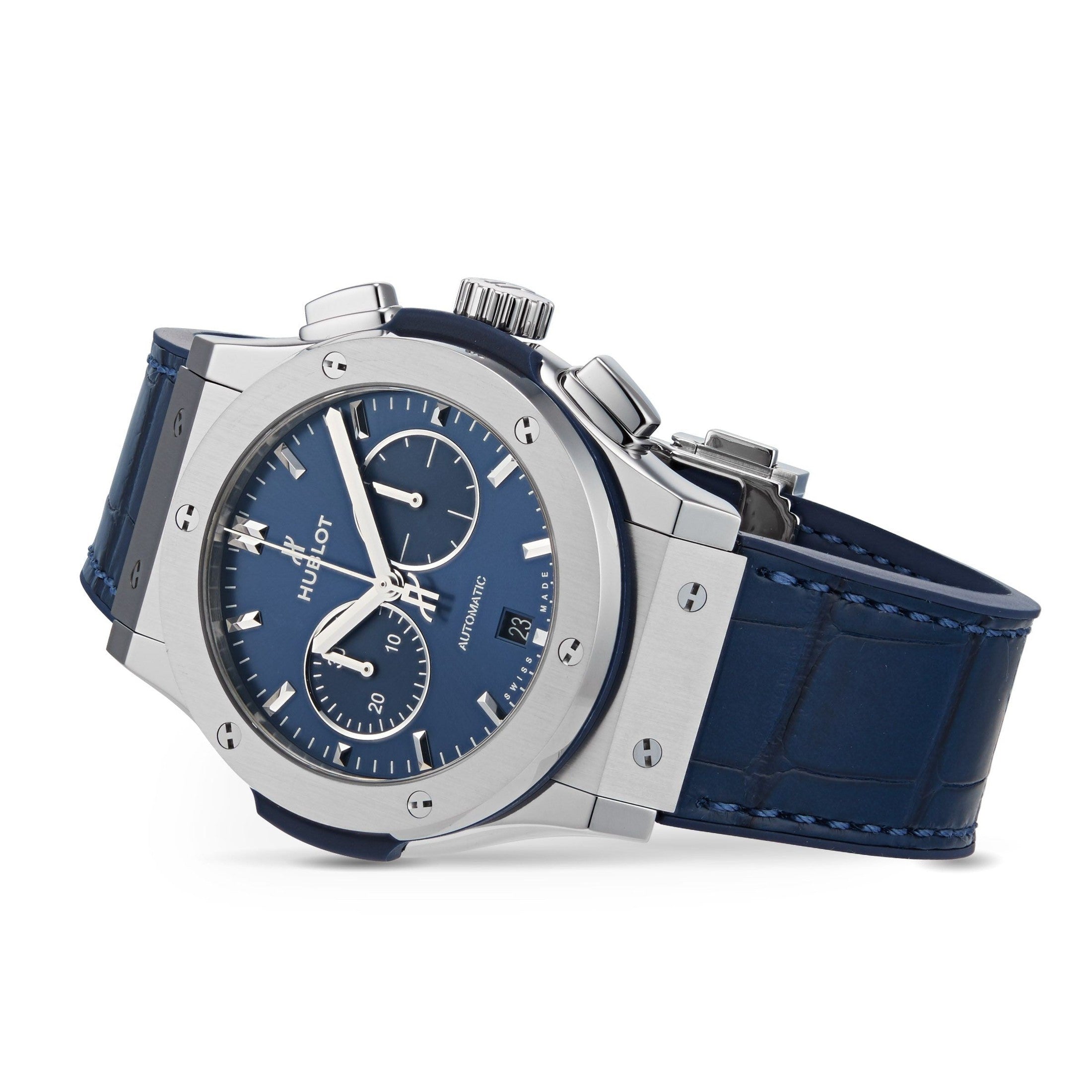 Hublot Classic Fusion Chronograph Titanium 42mm Blue Dial Blue Référence: Hublot