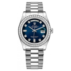 Rolex Day-Date 36 White Gold Blue Ombre Diamond Dial Diamond Bezel