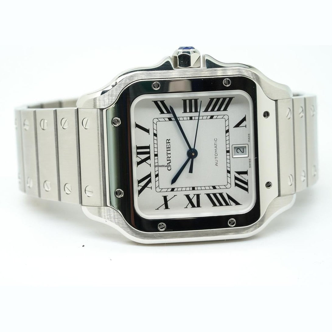 Cartier Santos WSSA0018 LARGE Size White Dial Stainless Steel UNWORN